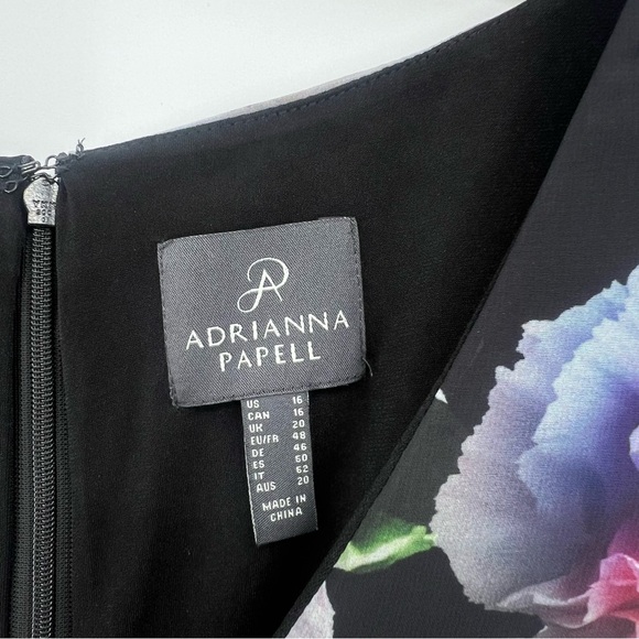 Adrianna Papell Floral Overlay Maxi Wide Leg Jumpsuit in Black Multi Size 16 - Picture 6 of 16